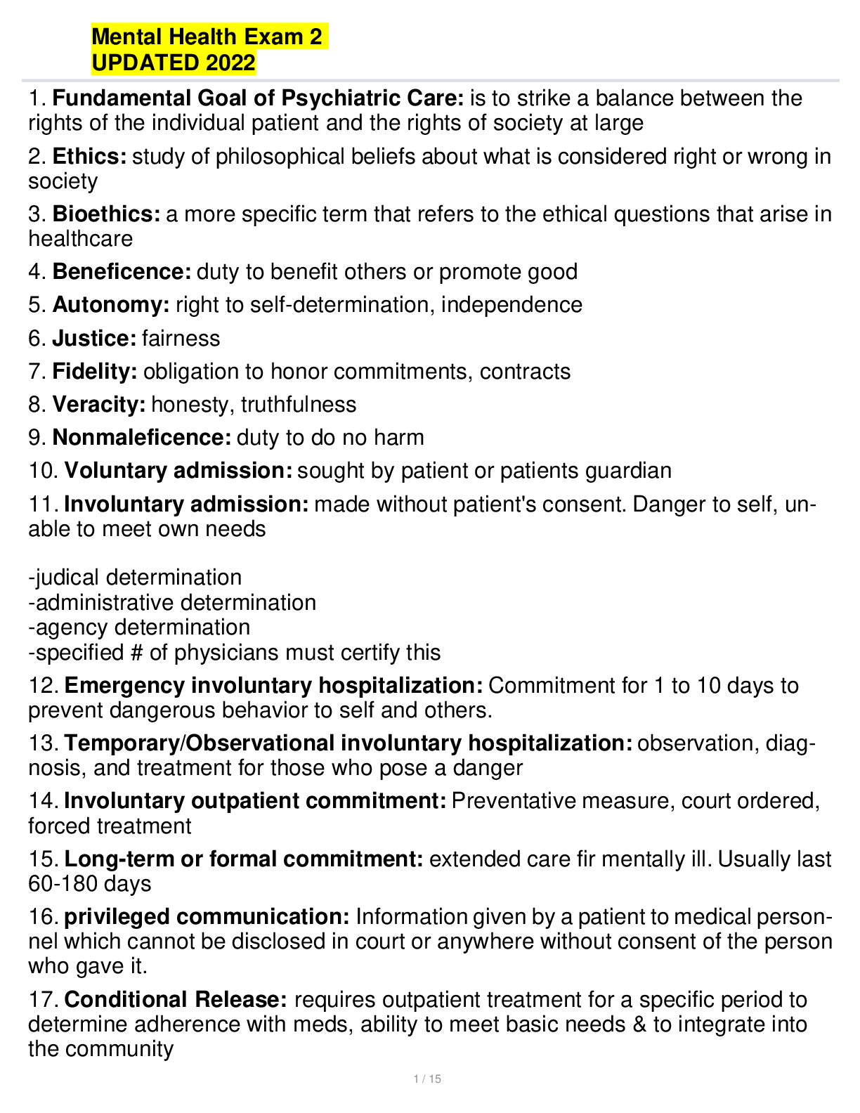 Preview image for Mental Health Exam 2 UPDATED 2022